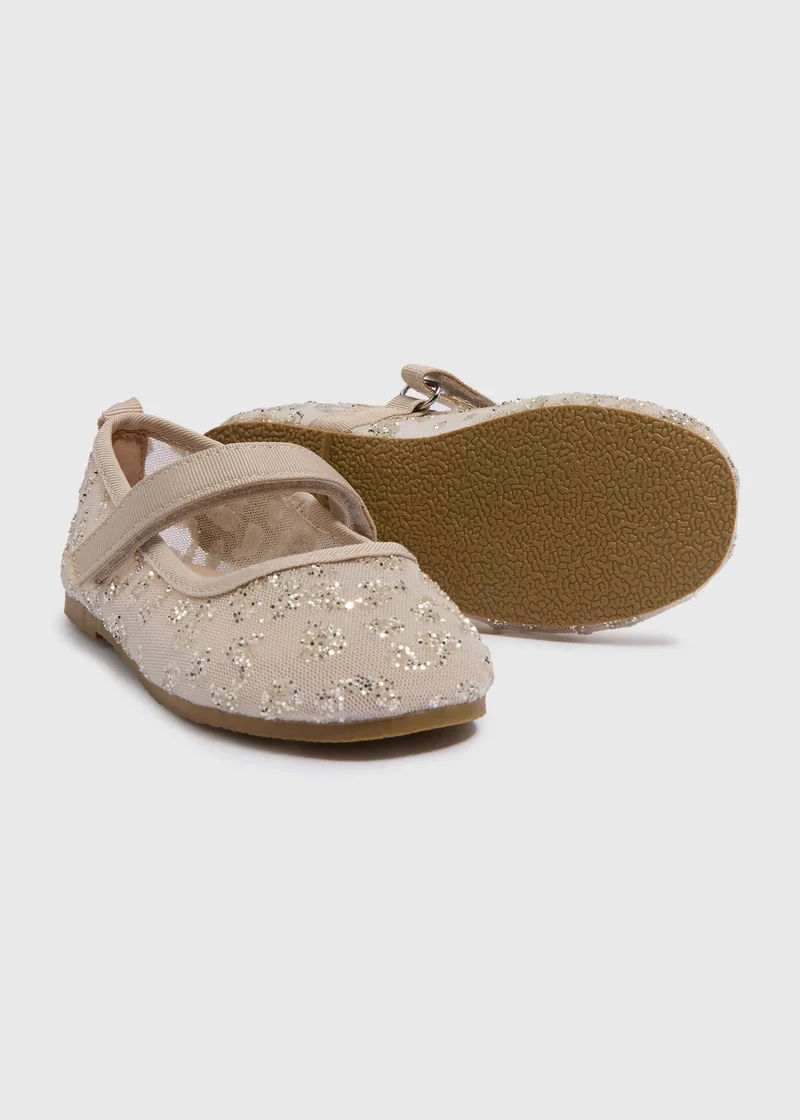 Matalan Girls Silver Glitter Mesh Ballet Flats